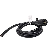 CARROFIX Replacement 7-Way RV Style Connector with Molded Cable Cord 6FT Long - Trailer End 7 Bla...