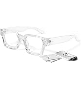 Oversized Thick Square Fake Glasses for Women Men,Fashion Preppy Clear Lens Eyeglasses with 100% ...