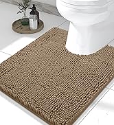 smiry Chenille U-Shaped Toilet Bathroom Rugs, Soft Absorbent Non-Slip Contoured Rugs, Machine Was...