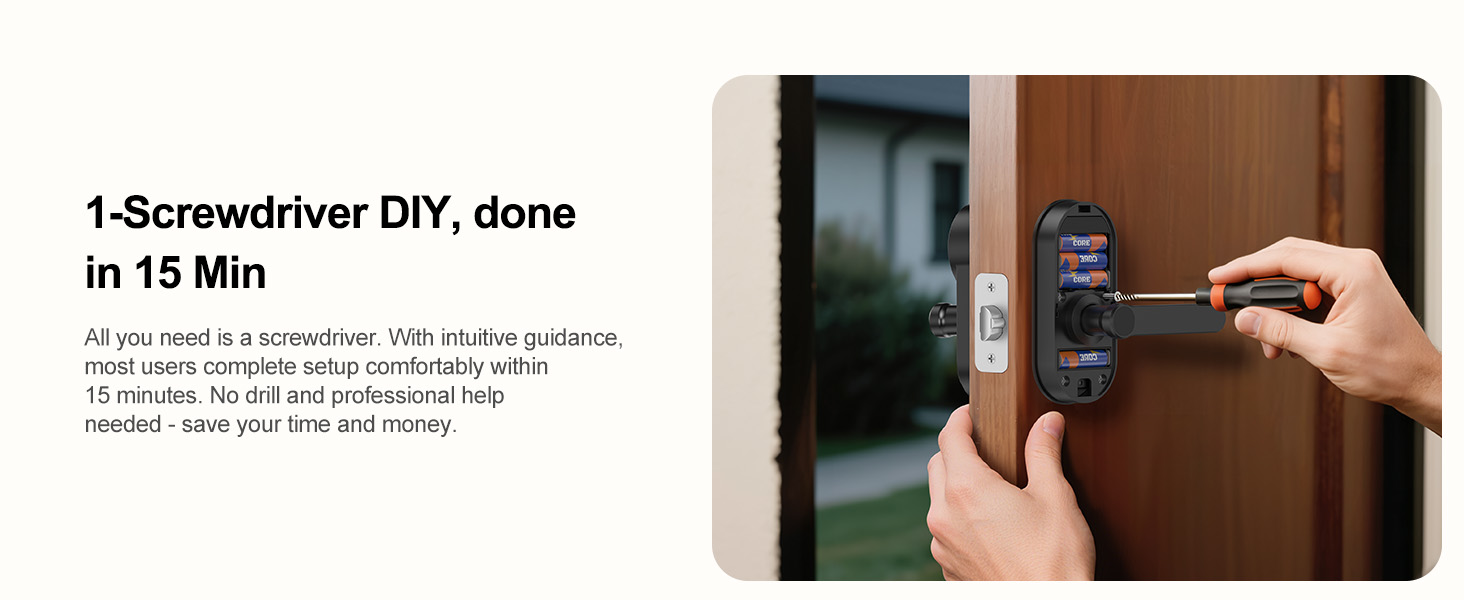 Easy to Install keypad door lock with handle