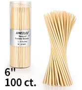 6" Bamboo Wood Skewers for BBQ, Kabob, Appetizer, Fruit, Sausage, Chocolate Fountain