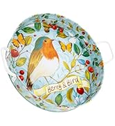 Berry&amp;Bird Galvanized Metal Serving Tray with Handles, Round Metal Tray 14.97''D for Serving Indo...