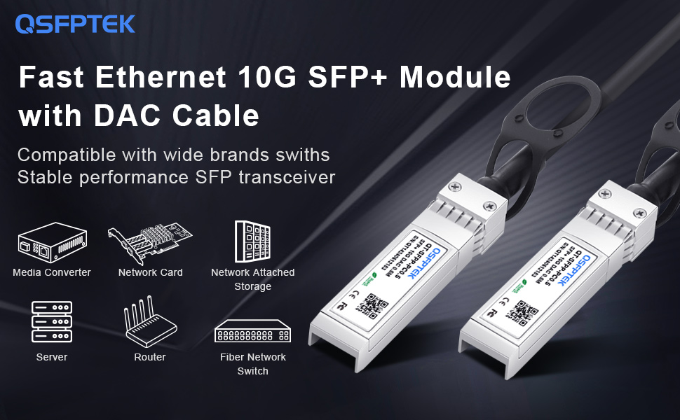 SFP+ DAC Twinax Cable, 10G SFP+ to SFP+ Direct Attach Copper Patch Passive Cable