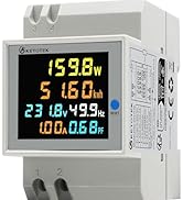 KETOTEK Single Phase Energy Meter Din Rail Electricity Usage Monitor AC 40-300V 100A Voltmeter Am...