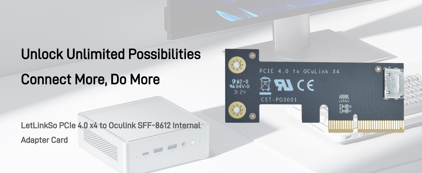 LetLinkSo Gen4 PCIe 4.0 x4 to Oculink SFF-8612 Internal SFF-8611 Adapter Card for NVMe