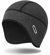 MELASA Winter Helmet Liner Skull Cap, Fleece Lined Warm Cycling Cap with Glasses Holes, Thermal H...