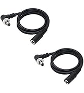 SinLoon 2 Pack DC Extension Cable 90 Degree DC Power Adapter Plug 5.5mm x 2.1mm Male to Female Ex...