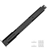 LONTAN 1 Piece Black Center Mount Drawer Slides 16 Inch - Bottom Centered Drawer Mount 3/4 Extens...