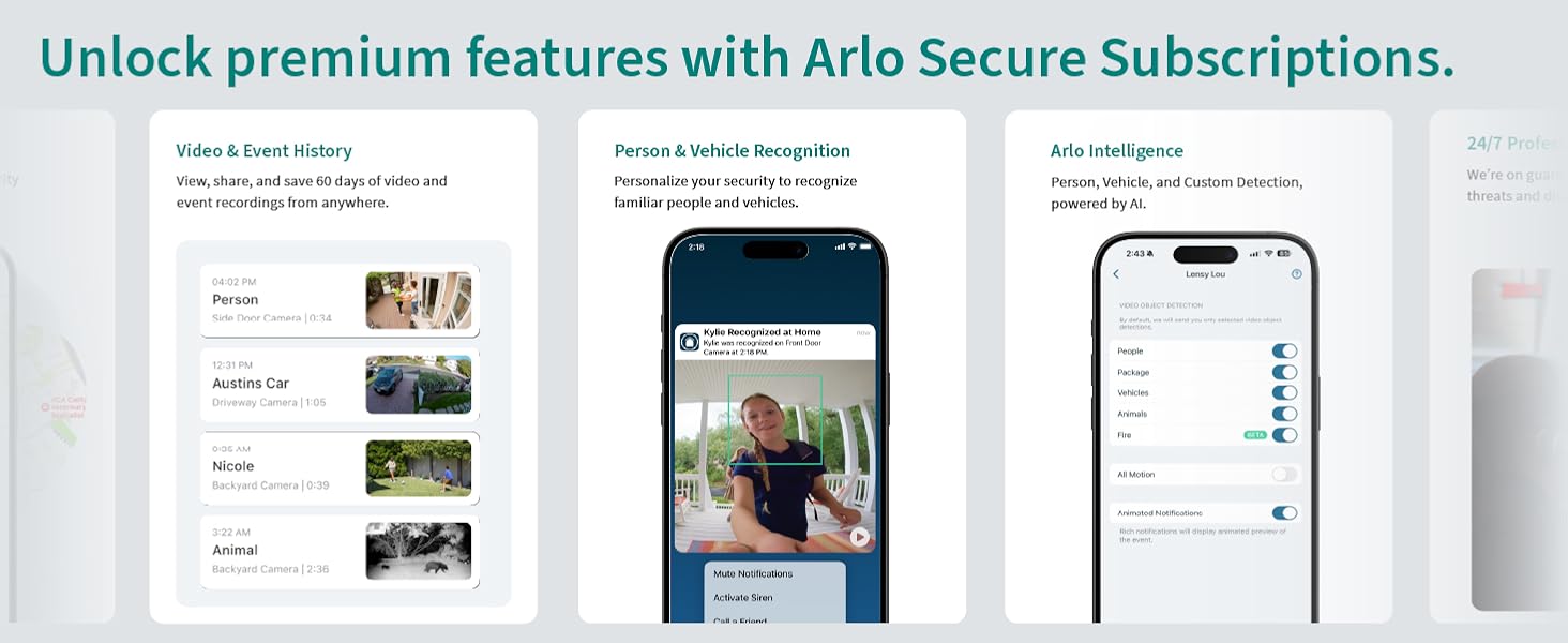 unlock premium features with arlo secure subscriptions