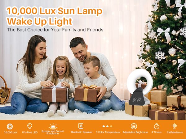 Voraiya Light Therapy Lamp Wake Up Light Sunrise Alarm Clock