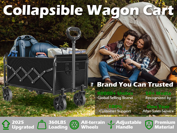 Collapsible Wagons Carts Foldable Wagon, Foldable Wagon Cart with Wheels, Folding Wagon, 2025 new