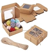 Craftdady 20pcs Small Square Brown Gift Boxes Party Favors Crafts Box with Jute String Folding Pa...