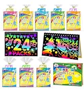 ZMLM Rainbow Scratch Party Favors Kids: Birthday Gifts Toy Bulk Scratch Art Notebook 24 Pack Birt...