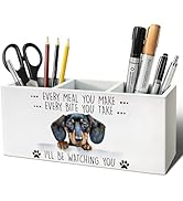 ELMCH Cute Dog Wooden Pen Pencil Holder, Gifts for Dachshund Lovers Women Men, Wooden Box Sign De...