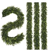 N&T NIETING 6FT Artificial Norfolk Pine Garlands, Real Touch Pine Garland, Faux Greenery Garland ...