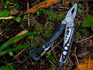 Photo shows Skeletool CX on a forest floor