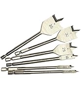 6Pcs Spade Drill Bits Set for Woodworking, High Carbon Steel Paddle Flat Bits Wood Hole Cutter wi...
