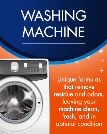 Washing machine cleaner is a unique formula that removes residue and odor for optimal performance