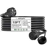 15 Feet Heavy Duty Outdoor Extension Cord 3 Prong Power Cable Waterproof 16 SJTW AWG, NEMA 5-15P ...