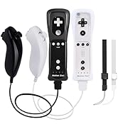 2 Pack Wii Controllers with Motion Plus, includes Black and White Wii Remotes and Wii Nunchucks