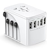 Universal Travel Adapter Worldwide - European Travel Plug Adapter Power Outlets 5V6.5A 5 USB Type...