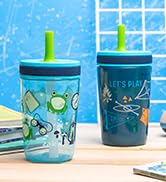 Zak Designs Campout and Camping Kelso Tumbler Set, Leak-Proof Screw-On Lid with Straw, Bundle for...