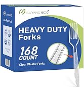 [168 Count] Plastic Forks Heavy Duty Clear Disposable Forks with Engraved Design - Reusable Bulk ...