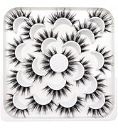 Losha False Eyelashes 10 Pairs Wispy Faux Mink Lashes Soft 3D Volume Fake Eyelashes Handmade Reus...