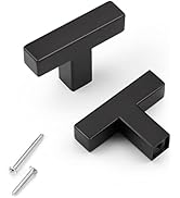KNOBWELL 6 Pack Black Stainless Steel Drawer Knobs and Pulls, Matte Black Cabinet Knobs, Dresser ...