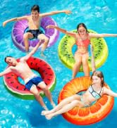 Jasonwell Inflatable Pool Floats Kids - 4 Pack Floaties Pool Tubes Swim Rings Fruit Water Floaty