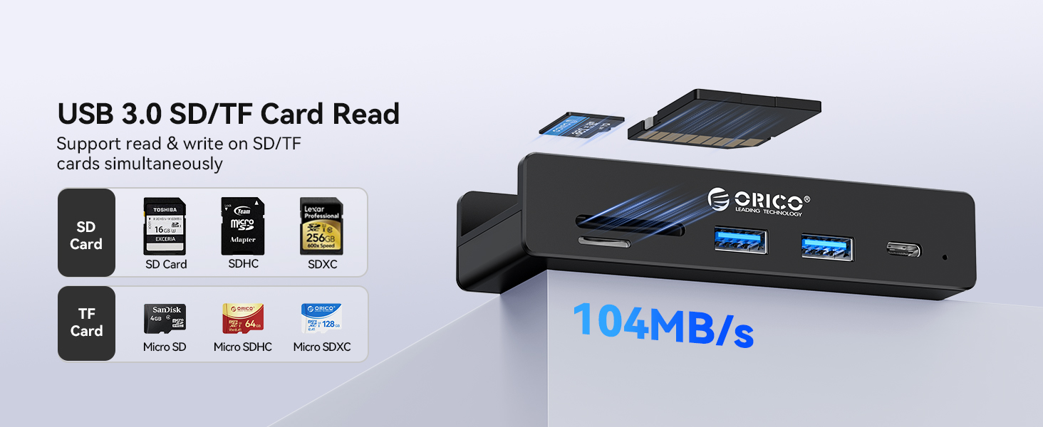usb hub clamp with sd card reader