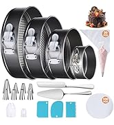 Gymdin 139PCS Springform Cake Pan Set - 4 Non-stick Cheesecake Pans(4/7/9/10-Inch) + Cake Decorat...