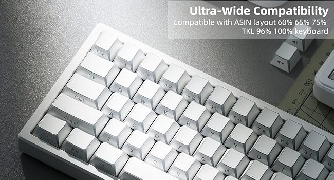 PBT Shine Through Keycaps Manga White, OEM Profile Side Printed Custom Key caps