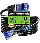 TuokaJu Cat6A Ethernet Cable Shielded 10Gbps 50 ft, Slim Shielded (F/UTP) Ethernet Cable Cat 6, F...