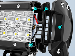 126W LED Light Bar with Horizontal Bar Tube Clamp Mounts with Wiring Harness Kit