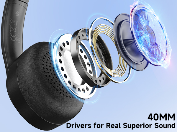 wireless headset with mic remote work bluetooth computer headphones office call center lightweight