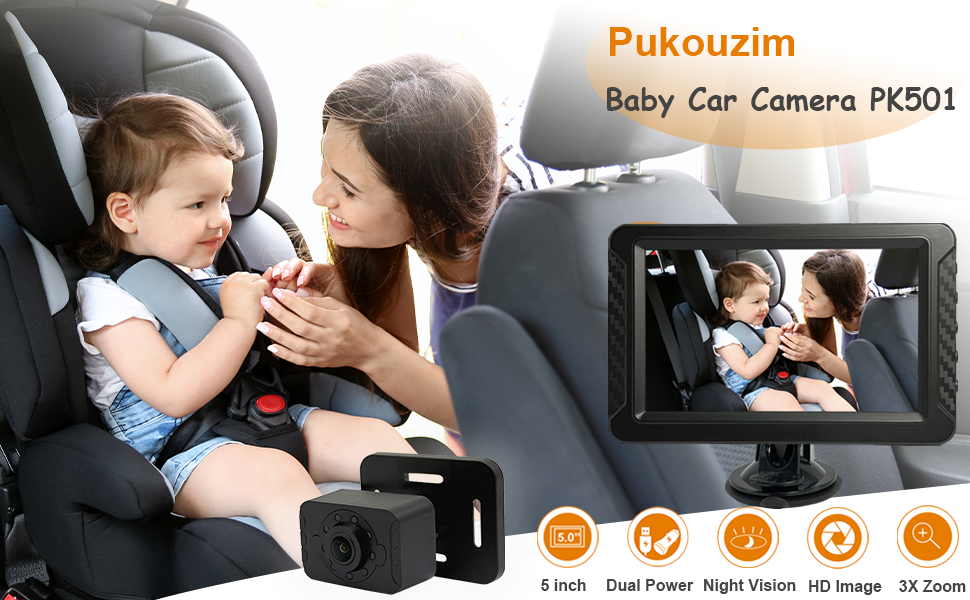 HD 1080P car baby camera ensure your baby`s safety.Our car monitor for baby with crystal-clear view 