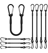 ZDRU 8 Pcs Bungee Cords with Carabiner, 5/16" Superior Latex Heavy Duty Carabiner Bungee Cord, Bl...
