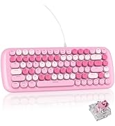 iRoboosta Colorful Mechanical Keyboard, Compact 84 Keys Wired Keyboard with Retro Round Keycaps, ...