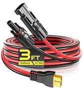 Gibbab Solar Connector to XT60 Charge Extension Cable, 12AWG 3FT XT60 Adapter Cable to Solar Pane...