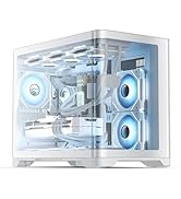 AsiaHorse Pegasus Micro ATX PC Case Dual Chamber 270° Full View Tempered Glass Huge Space MATX Ga...