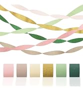 Crepe Paper Streamers Party Decorations - 6 Rolls Grass Green Gold Pink Olive Green Beige Khaki S...
