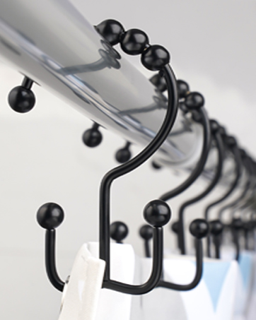 DAWNER Shower Curtain Hooks Rings, Rust Proof Hooks, Metal Easy Glide Double Shower Rings