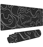 Topographic Contour XL Gaming Mouse Pad Extended Long Large Mousepad with Stitched Edges Laptop D...