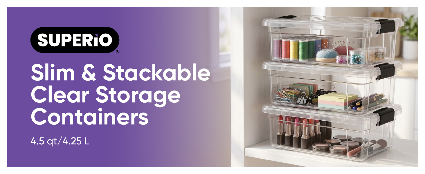 Superio Slime &amp;amp;amp; Stackable Clear Storage Containers