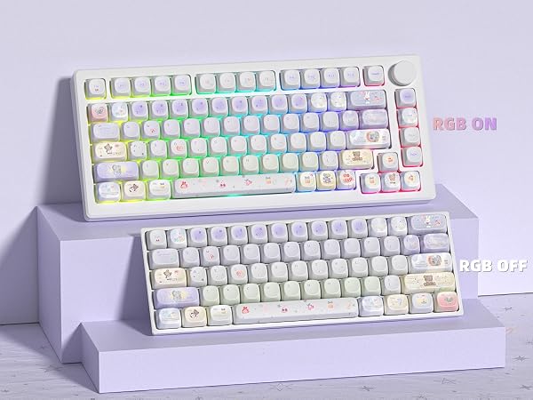 Cute PBT Keycaps Set,Kawai Keycaps MOA Profile,Colored Creamy Keycap