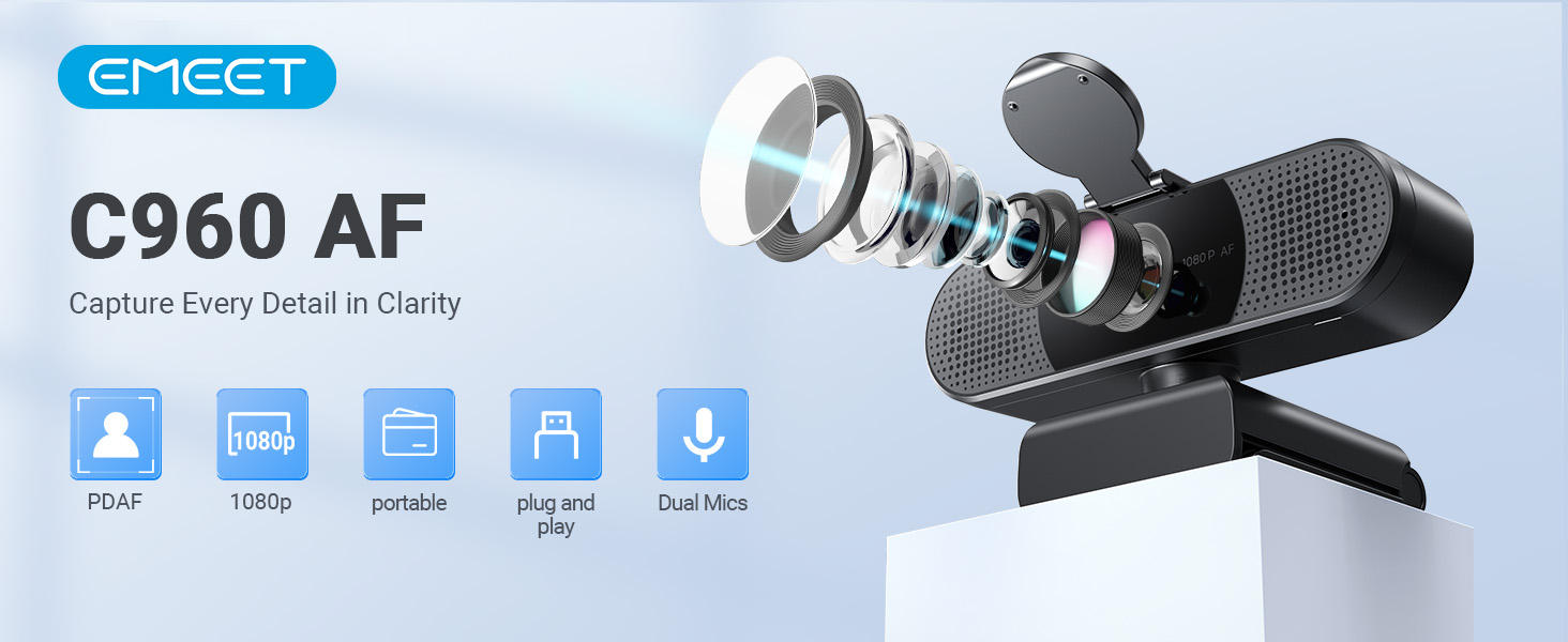 EMEET C960 Webcam with Microphone