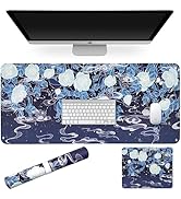Sanfulin Multifunctional PU Leather Office Desk Pad 35.4''X15.7'' with Floral Design + Mouse Pad ...
