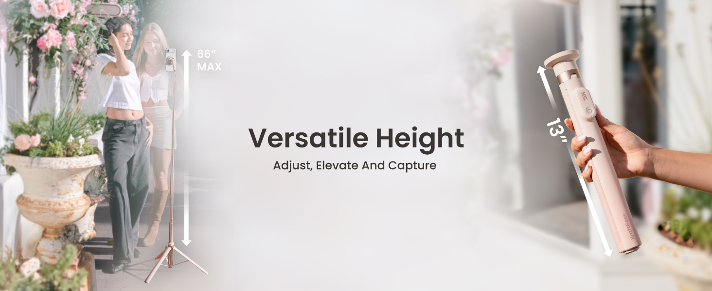 extendable 66 inch selfie stick tripod