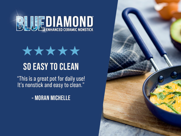 BlueDiamond, Ceramic Nonstick, PFAS-Free, Non-Toxic, Cookware, Frypans, Classic